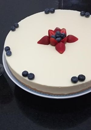 Una foto de Cheesecake colores alusivos a la final del mundo