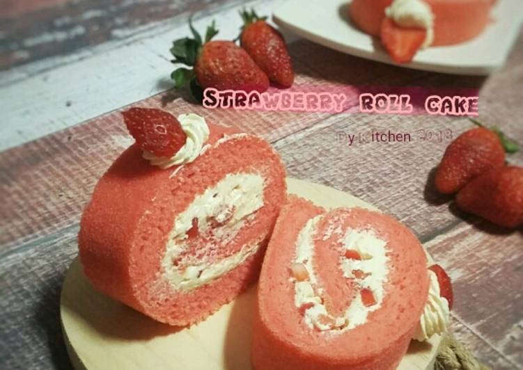 Strawberry Roll Cake (Tepung Tapioka) #nonterigu