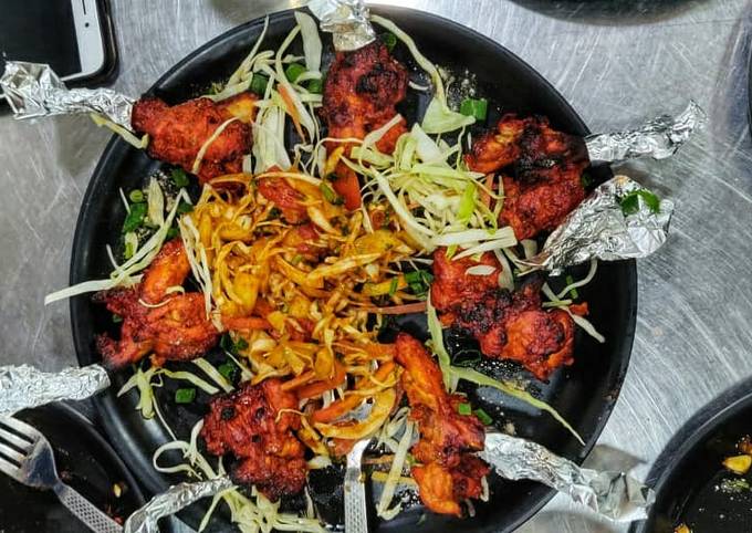 Chicken kebab With Fried Cabbage