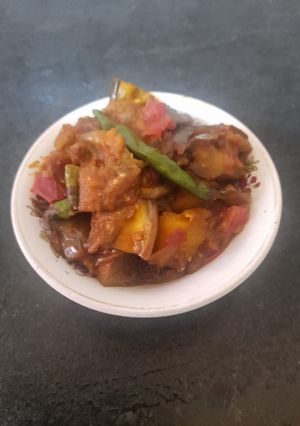 বেগুন টমেটো ভাজা(begun tomato bhaja recipe in Bengali) রেসিপির প্রধান ছবি
