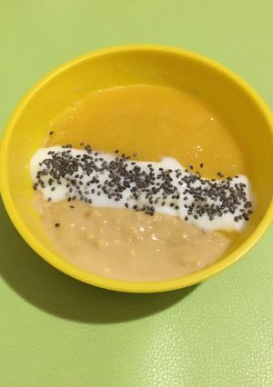 Foto resep Mpasi 8m+ bubur kacang ijo yoghurt mangga with chia seeds
