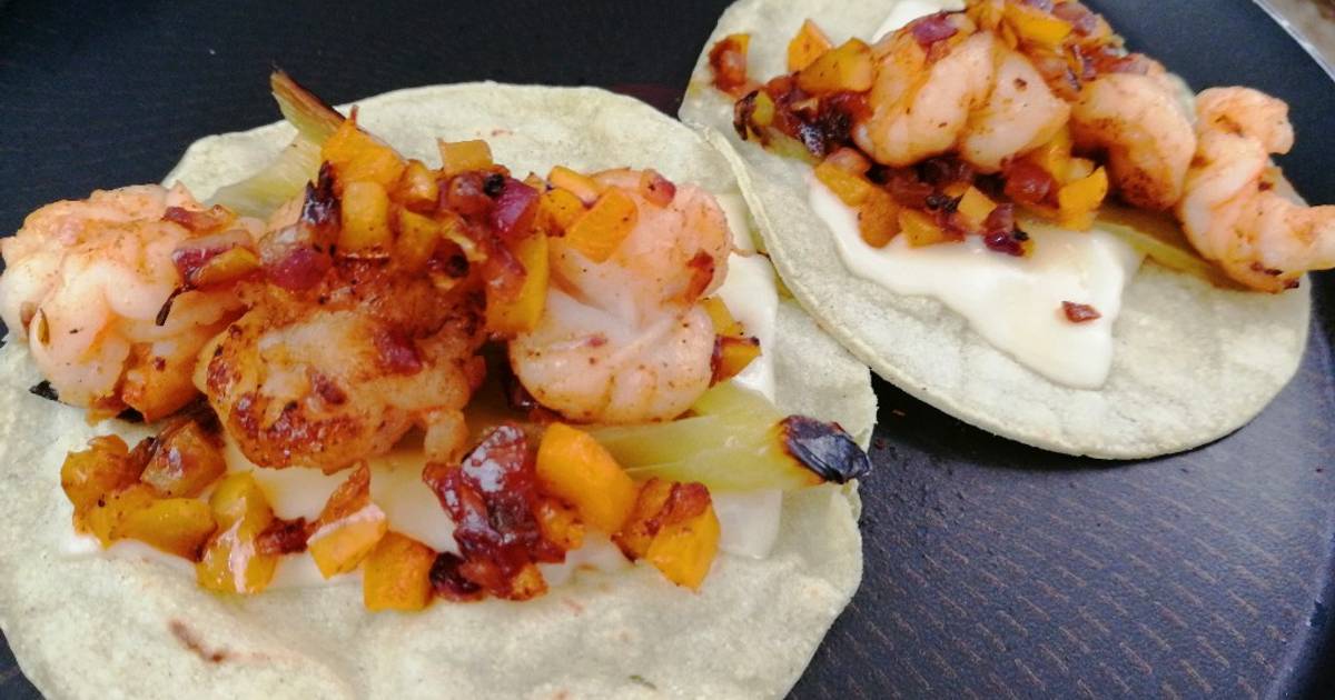 Tacos de camarón con chile Anaheim Receta de Bibi García Cookpad