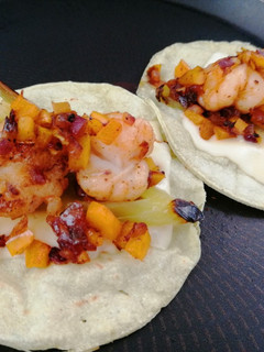 A picture of Shrimp Tacos with Anaheim Chile.