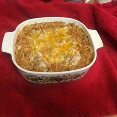 Terri's cheesy, veggie casserole A picture of Terri's cheesy, veggie casserole.