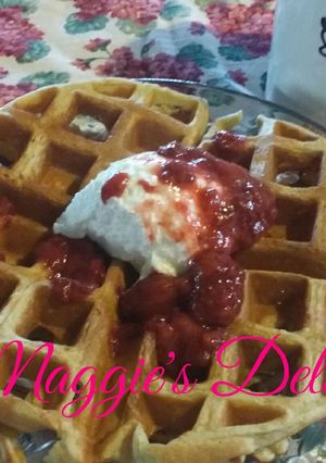 Una foto de Waffles integrales de banana y avena