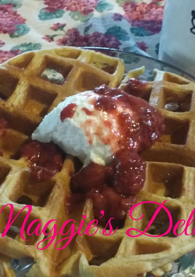Una foto de Waffles integrales de banana y avena