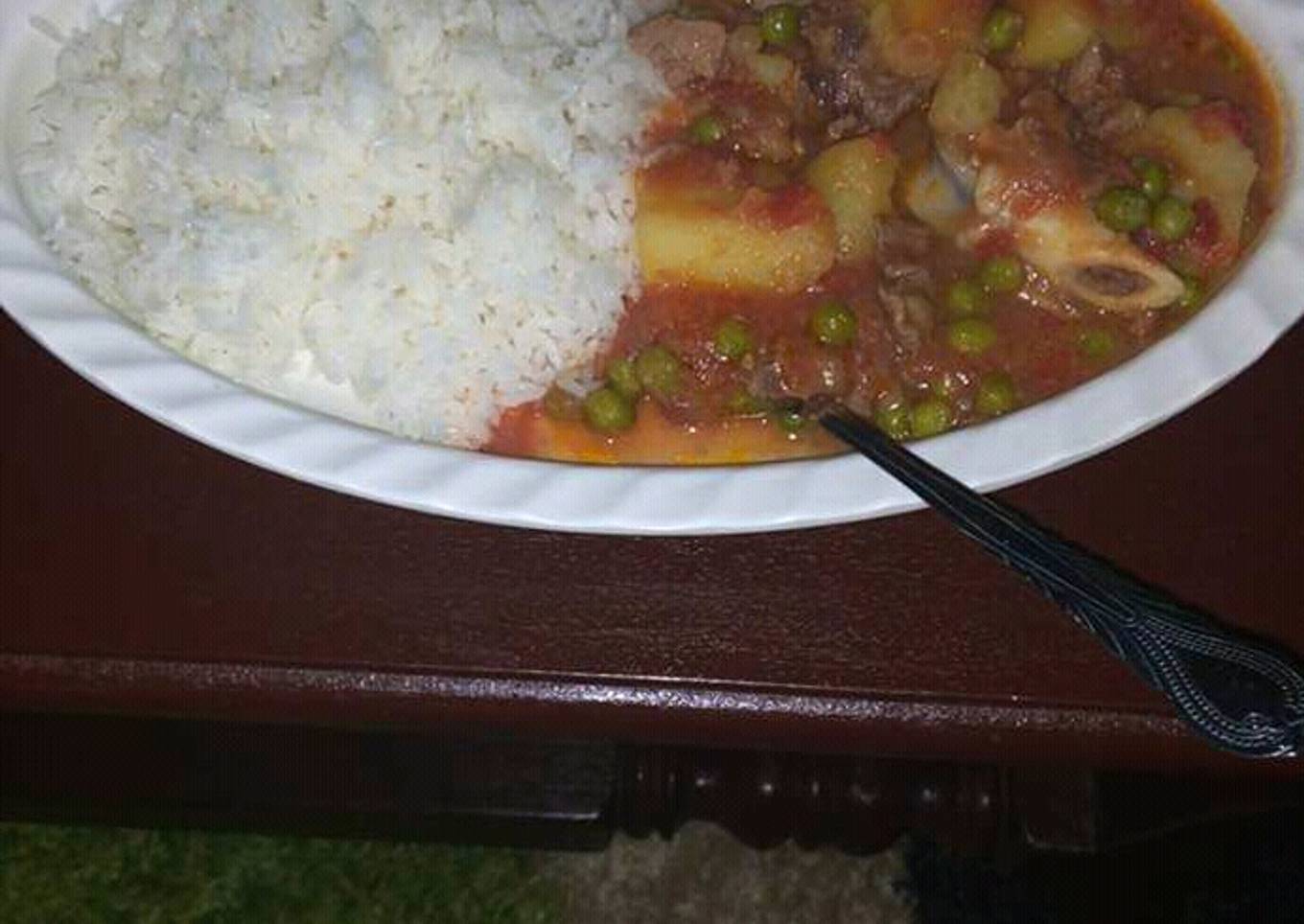 Beef stew and rice