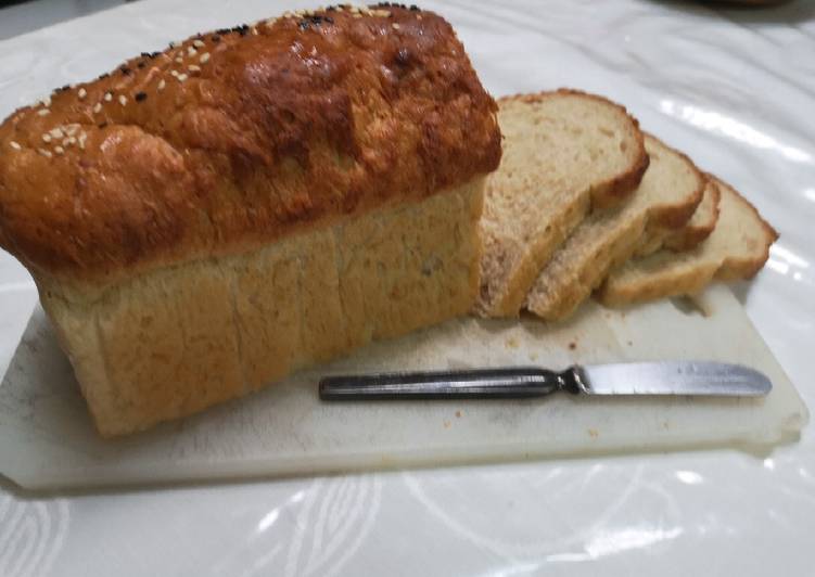Resep Roti Tawar Oat Honey tanpa telur tanpa susu, Enak