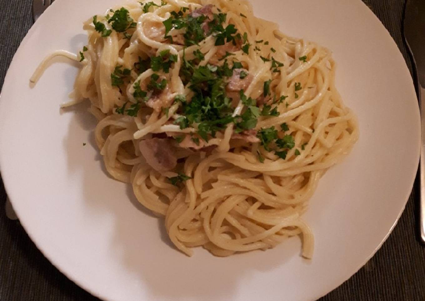 Spaghetti carbonara au chou fleur