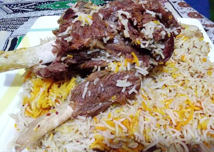 Mutton leg piece pulao