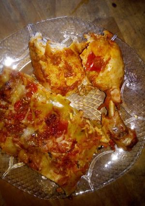 Una foto de Lasaña de queso y pollo