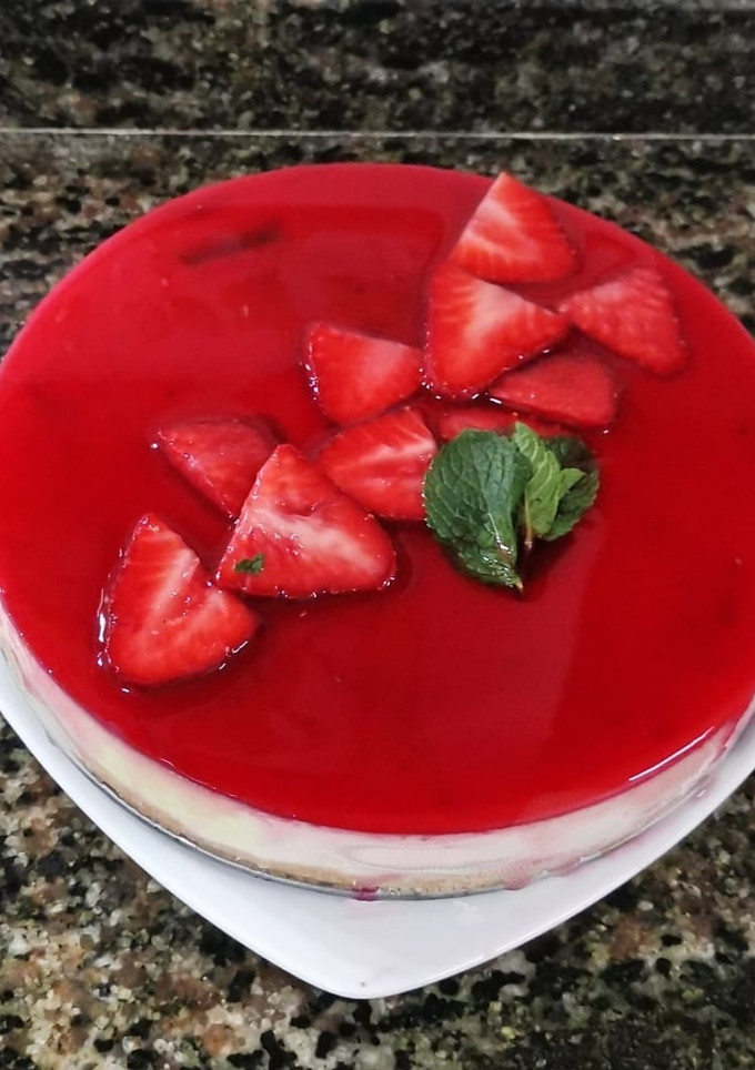 Una foto de Tarta de queso crema y fresas