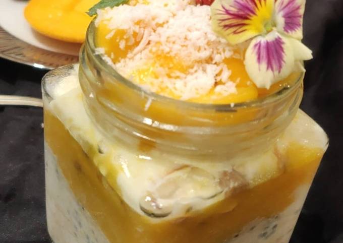 Mango coconut overnight jar