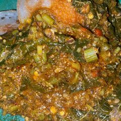 A picture of Masa with Groundnut Soup.
