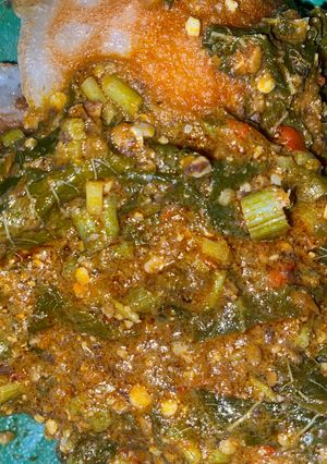 A picture of Masa with Groundnut Soup.