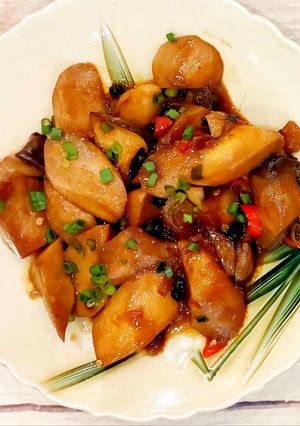 Hình của món Nấm đùi gà kho tiêu.