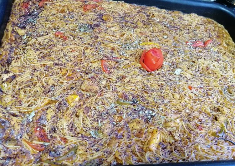 صينية المعكرونة بالدجاج والخضار والاعشاب ع طريقتي 😍