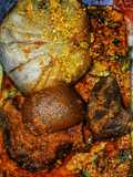 Amala, egusi and stew