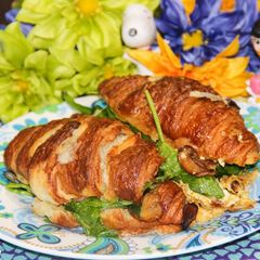 A picture of Egg Croissant Breakfast Bake.