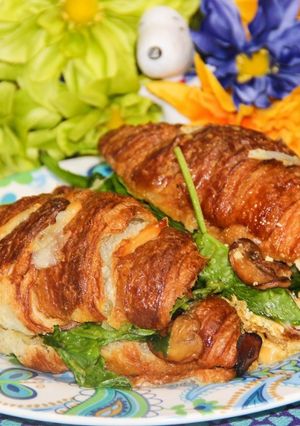 A picture of Egg Croissant Breakfast Bake.