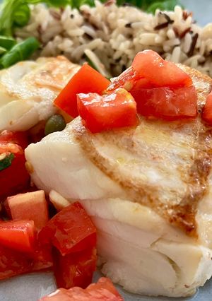 Une photo de Dos de Cabillaud Sauce Vierge