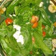 Ensalada fresca para Navidad (rúcula, lechuga, tomate, queso)