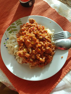 Una foto de Carne bolognesa con tallarimis dukan