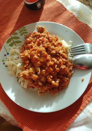 Una foto de Carne bolognesa con tallarimis dukan