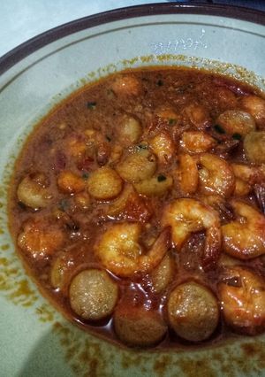 Foto resep Udang & sosis saus pedas