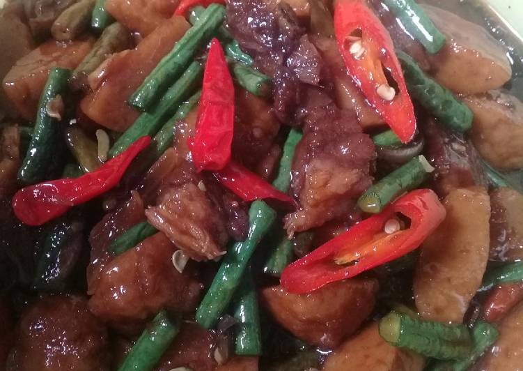 TUMIS Kacang PANJANG + + (Plus bakso plus cingur👍)