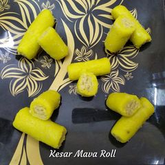 A picture of Kesar Mava roll.
