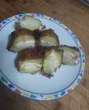 Patatas rellenas pavo queso al vino tinto rebozado tempura. 🥔🦚