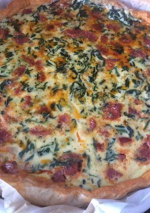 Une photo de Quiche chorizo et épinards