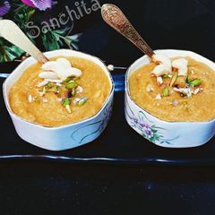 A picture of Mango Kesari or Mango Sheera.
