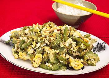 The New Way Making Recipe Sauted Bitter Melon with Salty Eggs Tumis Pare Telur Asin Savory Delicious