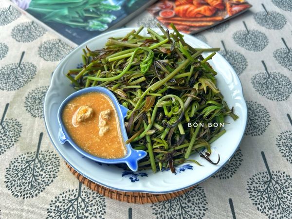 Đọt choại luộc chấm chao chay 🌱