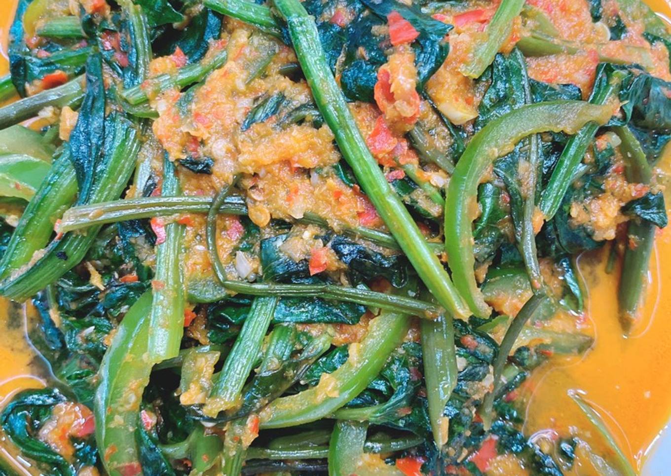 Tumis pedas Horenzo kangkung paprika Vegan