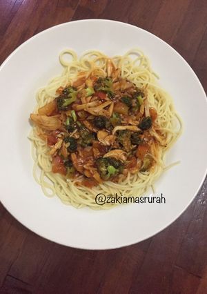 Foto resep Sphagetti sederhana dgn saos ayam brokoli