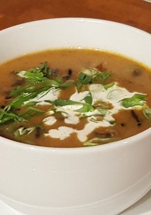 A picture of Mushroom with Wild Rice Soup.