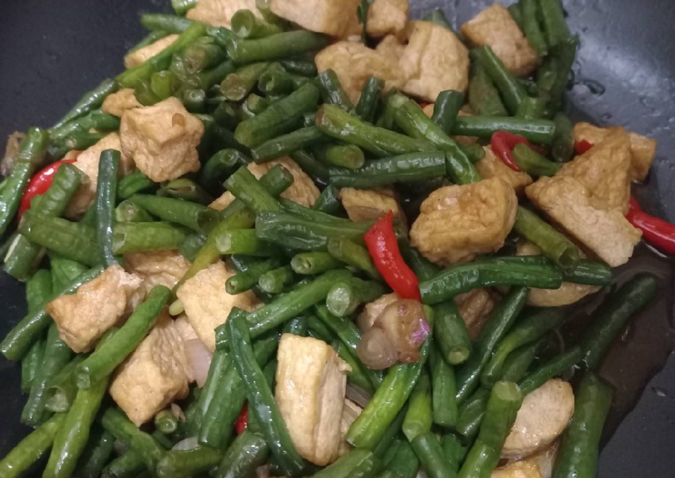 Oseng Kacang Panjang Tahu Saus Tiram