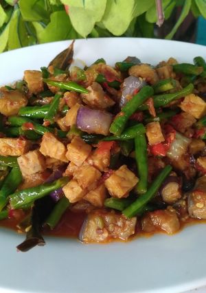 Foto resep Tumis tempe tauco (mix kacang panjang & terong)