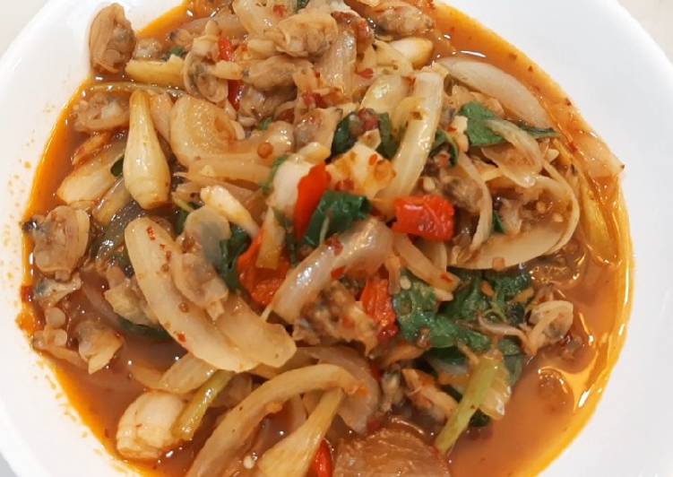 🐚หอยลายผัดพริกเผาใบกะเพรา🌶🌱