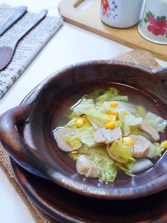Foto resep Sayur Sawi Putih Jagung Bakso
