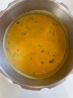 A picture of Spicy Carrot, Lentil, Lime & Coriander Soup.