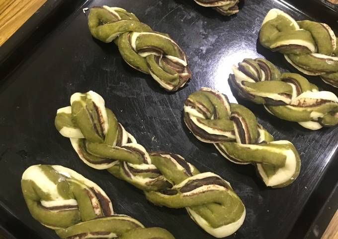 Recipe of Super Quick Homemade Matcha red bean braided bread