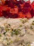 Abadejo con salsa light de cebolla de verdeo