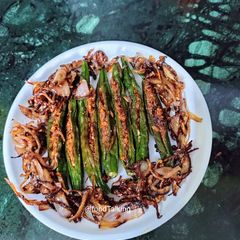 A picture of Stuffed Masala Bhindi/Okra/Lady's finger With Birista.