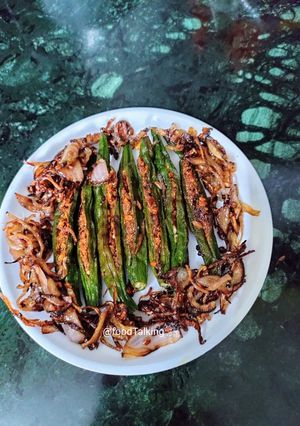A picture of Stuffed Masala Bhindi/Okra/Lady's finger With Birista.