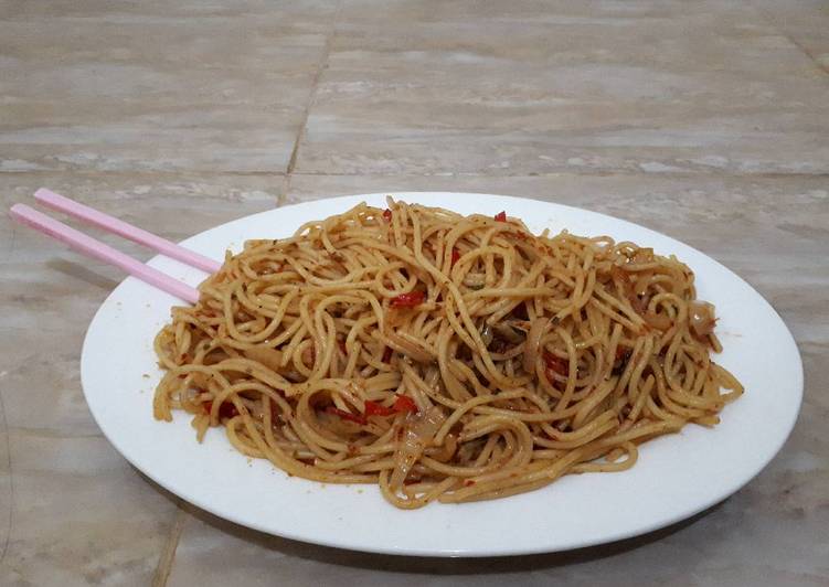 Langkah Mudah untuk Menyiapkan Spagetti pedas selera indonesia mudah, Enak