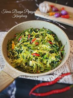Foto resep 343. Tumis Bunga Pepaya Kangkung